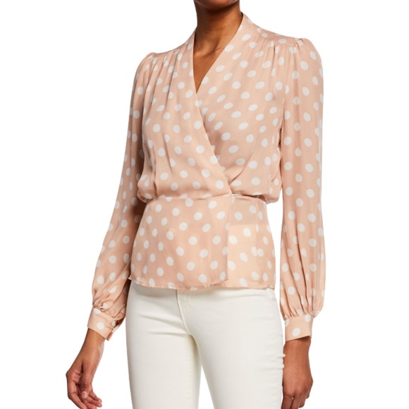 L'AGENCE Tops - L'Agence Cara Dot-Print Wrap Blouse